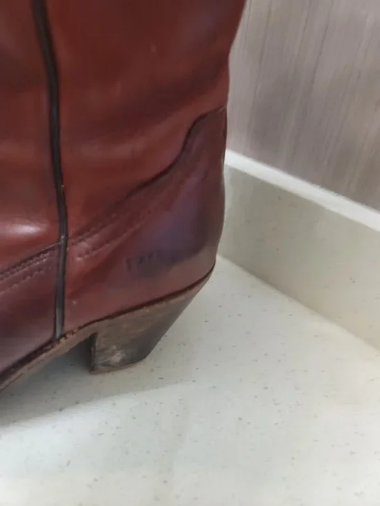 Frye Vintage Leather Brown Cognac Western Cowboy Boots Women’s 8.5 B Patina - Picture 3 of 10